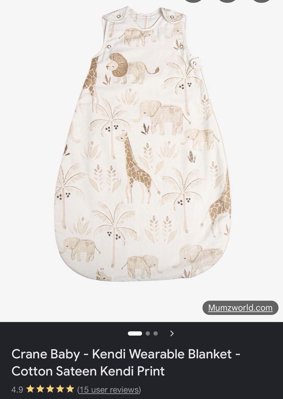 Crane Baby Kendi Wearable Blanket Sleepsack Cotton Animal Print 1.7 Tog 0-9